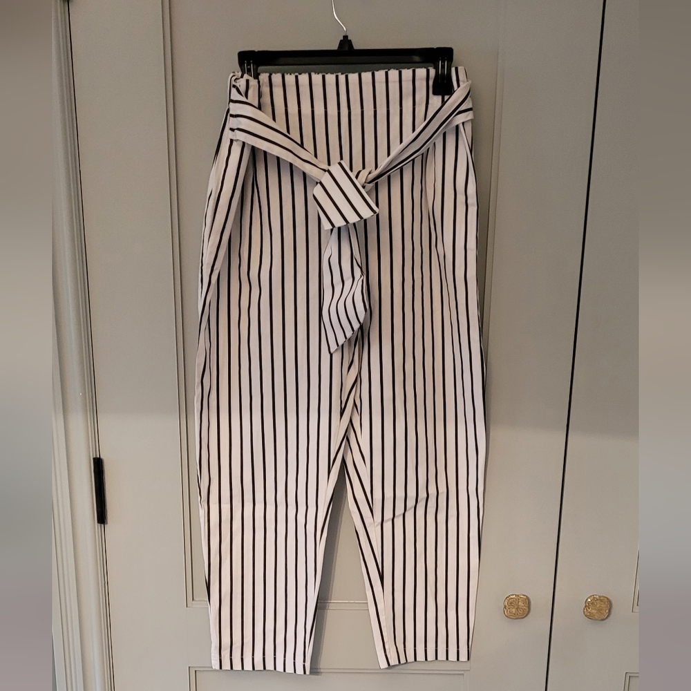 ITALIAN Black and white striped pants